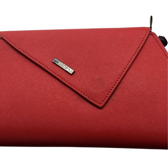 Red Leather Clutch Purse Womens Small Crossbody Bag With Chain Strap Crossbody - Picture 4 of 8